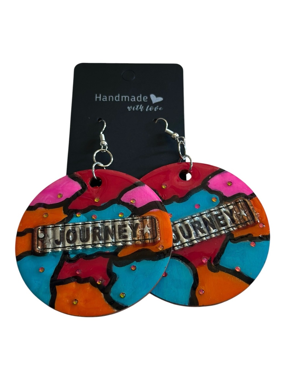 Hand Painted Statement Earrings | Colorful Wood Earrings | One of a Kind